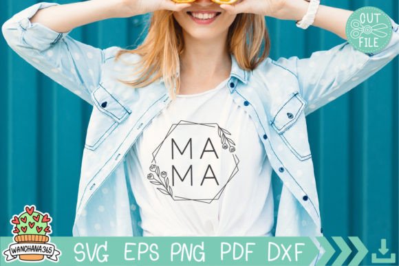 Mama and Mini Leaves Frame Hexagon Svg Graphics and Crafts